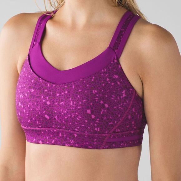 Lululemon Athletica Rack Pack Sports Bra Paradise Geo Regal Plum Multi Women 4 - Picture 2 of 13